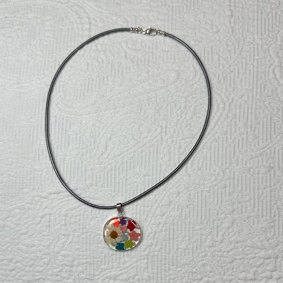 Floral Pendant Necklace with Multicolor Accents - Picture 3 of 4